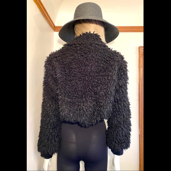 ASTR - The Label Black Faux Fur Cafe Jacket - Sz Sm - Picture 10 of 12